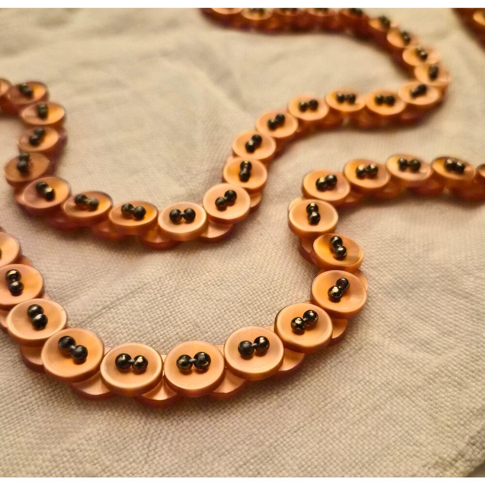 Vintage Celluloid‎ Button Necklace Chunky Layering Lucite Art Deco Amber Boho